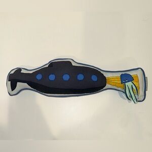 Crate & Barrel Submarine Plush Pillow - Navy, yellow and Blue